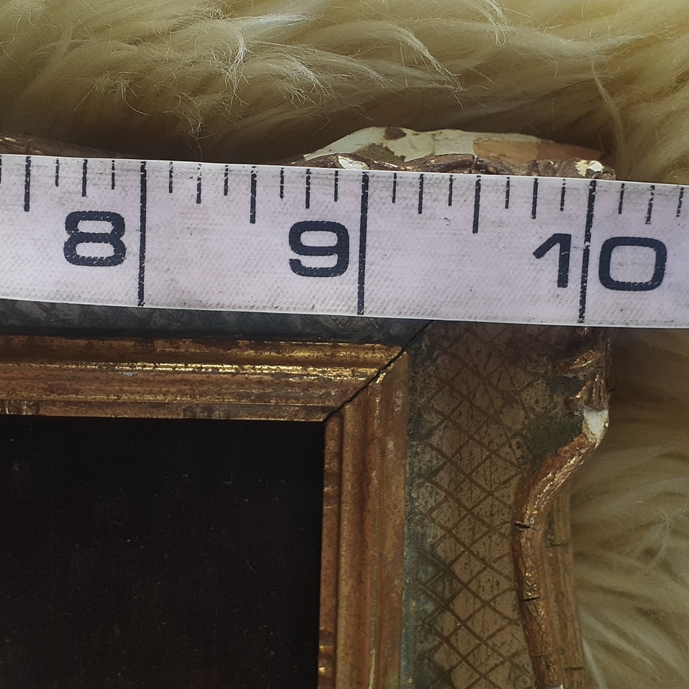 Porcelain painting Courting man woman pet Dog Garden gold frame 10x10 - Picture 4 of 5